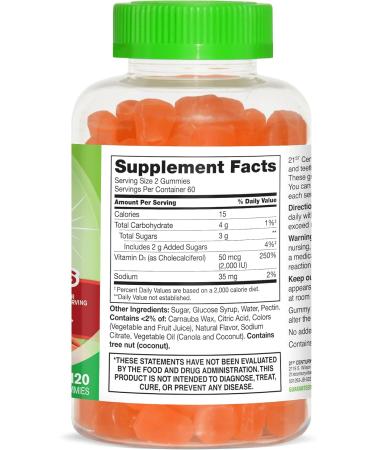 21st Century Daily D Gummies Fruit Flavored - 120 Gummies Pack of 3 - Buy Online on GoSupps.com