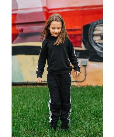 Girl's Black Sweatsuit Set - Pullover Hoodie and Sweatpants 2-Piece Jogger Outfit (Size 110) - Buy Online on GoSupps.com