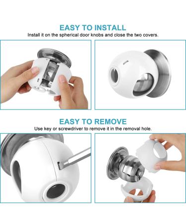 Child Safety Door Knob Covers (4 Pack) - New Shape & Structure Design, Prevent Kids from Opening Doors - Baby Safety Locks, White, Fits Most Knobs - Buy Online on GoSupps.com