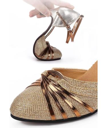 Buy Women's Dance Shoes Standard Latin Heels - Closed Toe Rubber Sole in Gold - Size 39 - Buy Online on GoSupps.com