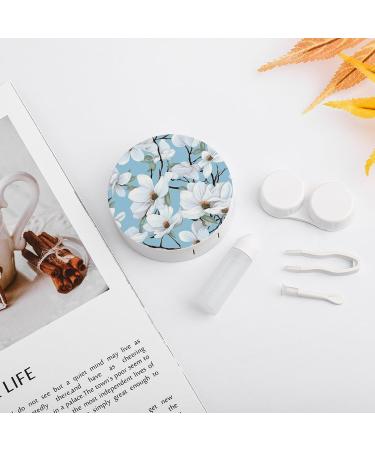 Magnolia Flowers Contact Lens Case with Mirror - Portable & Cute Travel Kit for Eye Care - Buy Online on GoSupps.com