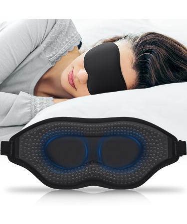 Weighted Sleep Eye Mask for Women Men 3D Contoured Full Blackout Sleeping Blindfold with Adjustable Strap (3.9oz/110g) Pressure Relief Light Blocking Night Eyes Shade Cover Travel Airplane Yoga Nap