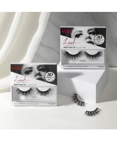 KISS Lash Couture Triple Push Up Collection 1 Pair of False Lashes Corset 3D Volume False Eyelashes Cruelty-Free Reusable includes Lash Glue - Buy Online on GoSupps.com