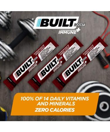 Built Boost Immune+ 18 Pack Natural Energy Drink Mix - Pomegranate Green Apple - 100% Daily Vitamins - Immune Support & Sustained Energy - Caffeine & Gluten Free - Buy Online on GoSupps.com