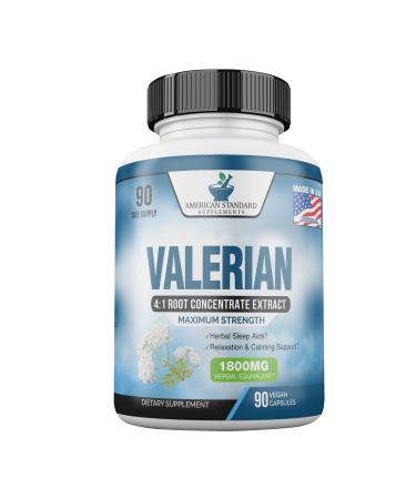 Valerian Root Capsules Organic 1800mg Natural Sleep Aid Sleeping Supplements Alternative to Melatonin Gummies 90 Veggie Caps 3 Month Supply