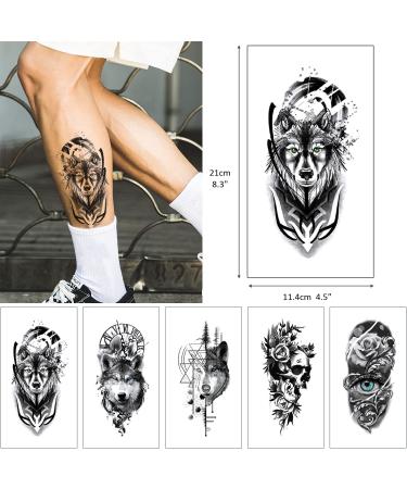 Glaryyears Watercolor Black Wolf Temporary Tattoos - Realistic Waterproof Body Art for Men and Women - Buy Online on GoSupps.com