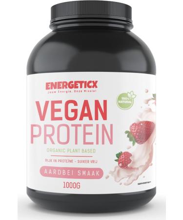Energeticx Vegan Strawberry Protein Shake Sugar Free 25g High Quality Protein Natural Strawberry Flavor PlantBased Protein Source Ideal after Sports Without Artificial Flavors Creamy Texture - Buy Online on GoSupps.com