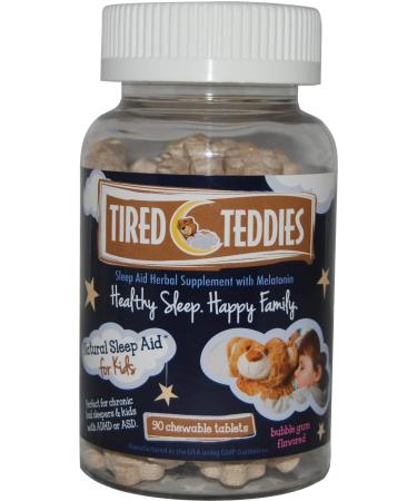 Tired Teddies Low Dose Melatonin Kids Chewable 0.3 mg - Kids Melatonin Tablet Sleep Support with Chamomile Bubblegum Flavor 90 Count