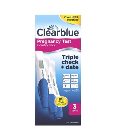 Clearblue Pregnancy Test Triple Check & Date Combo Pack 3 Tests (1 Digital 2 Visual) 3 count (Pack of 1)