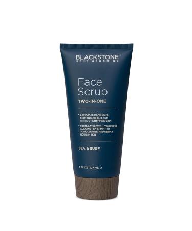 Blackstone Men's Grooming 2-in-1 Facial Scrub & Shave Gel with Hyaluronic Acid and Peppermint - Cleanse & Exfoliate | Hydrates Skin After Shaving | USA Made Sea & Surf (6 Fl Oz) - Buy Online on GoSupps.com