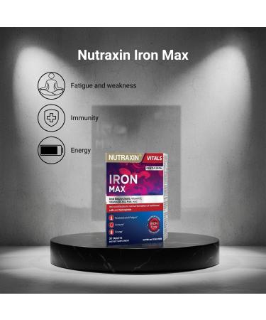 Nutraxin Iron Max 17mg 30 Tablets with Iron Vitamin C B6 B12 and Folic Acid - Buy Online on GoSupps.com