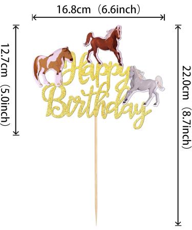 Gold Horse Birthday Cake Topper - Wild Animal Muffin Decoration for Baby Showers & Birthday Parties - Buy Online on GoSupps.com