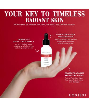 Context Skin Retinol Face Serum Retinol Serum for Face Anti Aging Anti-Wrinkle Formula to Smooth Fine Lines Enhance Firmness & Restore Radiance Hydrating Night Treatment for Even Skin - 1 Fl oz - Buy Online on GoSupps.com
