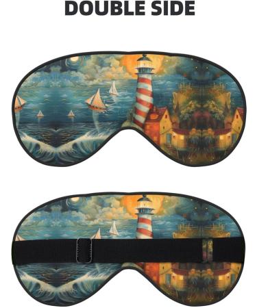 SSIMOO Seaside Lighthouse Soft Sleep Eye Mask | Breathable Eye Patch for Women | Perfect for Travel & Relaxation - Black - Buy Online on GoSupps.com