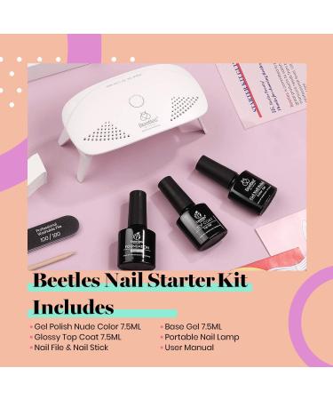 Beetles Nude Pink Gel Nail Polish Kit with UV LED Light - Starter Kit for DIY Home Manicure | Soak Off Pink Gel Polish Set with Nail Lamp and Nail File - Halloween Nails Gift for Women - Buy Online on GoSupps.com