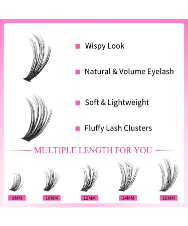 VEYESBEAUTY Lash Clusters - 30D & 40D Volume Individual Lashes | Thin Invisible Band Wispy DIY Eyelash Extensions 8-16mm Mix Tray - Buy Online on GoSupps.com