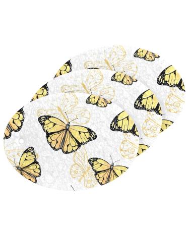 3-Pack Cleaning Kitchen Sponges Oval Seamless Pattern of Butterflies Kitchen Cellulose Dishwashing Wood Pulp Cotton