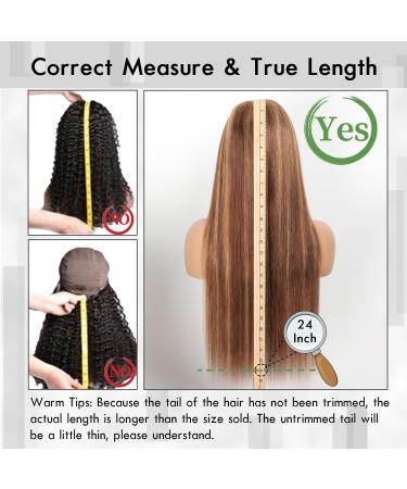 Buy YDDM 5x5 HD Lace Front Wig - 24 Real Human Hair Pre-Plucked Highlighted 180% Density for Black Women - Glueless Bone Straight Wig - Buy Online on GoSupps.com