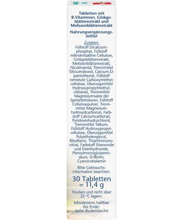 Doppelherz Stress - Good Nerves Support with Vitamins B1 & B5 Lemon Balm Extract & Ginkgo Biloba - 30 Mini Tablets for Natural Calm and Relaxation - Buy Online on GoSupps.com