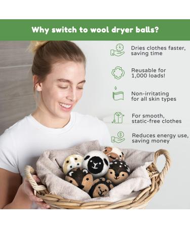 Wooly Heroes Dryer Balls - 100% Organic Wool - Eco-Friendly & Sustainable - Dry 1,000 Loads (Baby Cow & Friends) - Buy Online on GoSupps.com