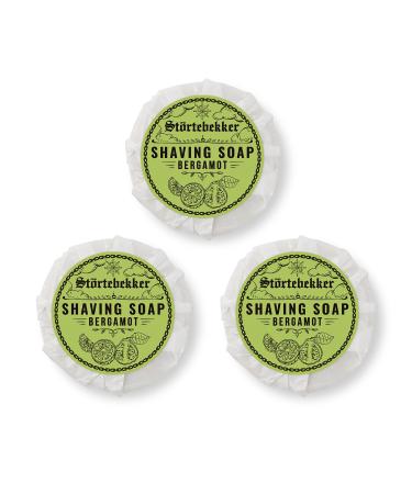 St rtebekker Premium Bergamot Shaving Soap 70g x 3 - Handmade Soap for Economical Shaving Foam - Perfect for Shaving with Razor - Vegan Soap