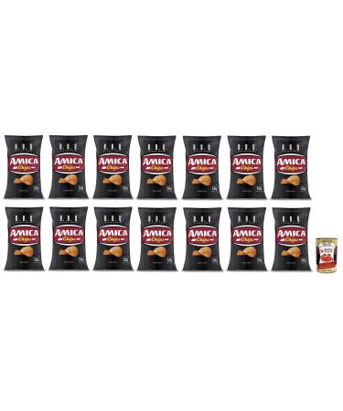 Italian Gourmet E.R. Amica Chips Pack of 14 BBQ Potato Sauces with BBQ Sauce Crispy and Delicious Savory Snack Gluten-Free 50g Bag + 400g Italian Gourmet Polpa di Pomodoro