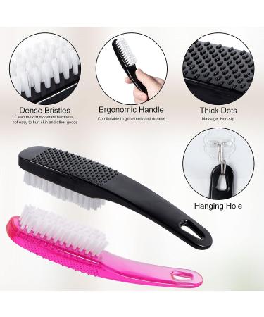 2 Pcs Handle Grip Nail Brushes - Long Handle Fingernail Cleaner for Hand and Toes Cleaning - Pedicure Nail Scrubber Non-Slip - Men and Women (Black/Pink) - Buy Online on GoSupps.com