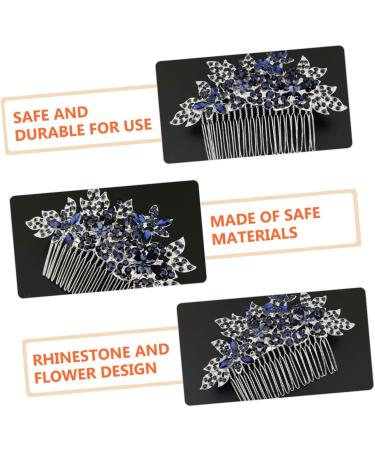 MUSISALY Dark Blue Hair Comb Bridal Hair Comb Wedding Hair Comb Flower Girl Headpiece Bride Hairpiece Wedding Hair Accessories for Brides Rhinestone Headpiece Floral Hair Comb - Buy Online on GoSupps.com