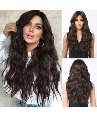 Testar Long dark brown Welly wigs for women Brown curly wigs with Air Bang's water waves. Synthetic heat -resistant fiber wig for daily party use - Buy Online on GoSupps.com
