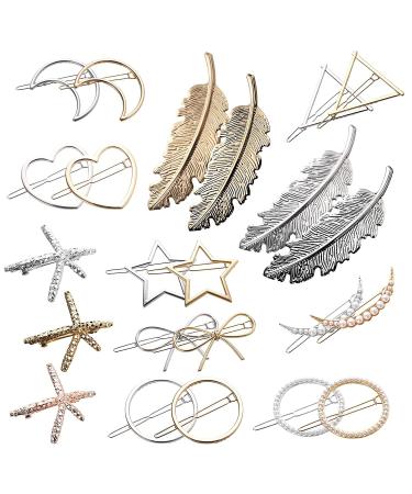Yesland 23 Pcs Metal Hair Clips - Geometric Golden & Silver Hairpins | Stylish Hair Accessories for All Occasions - Buy Online on GoSupps.com
