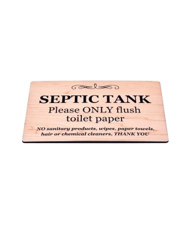 Septic Tank Pine Effect Sign Plaque Notice for Toilet Bathroom W.C only Flush Toilet Paper