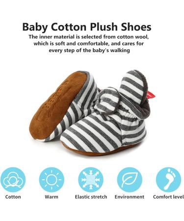 TMEOG Baby Booties Slippers - Infant Boots for Boys & Girls, Newborn First Walking Shoes, Winter Sock Crib Shoes 0-18 Months - 12-18 Months, Light Black Striped - Buy Online on GoSupps.com