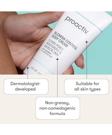 Proactiv Blemish Control Body Cream - Exfoliating Salicylic Acid Clears Breakouts. Formulated for Acne-prone Skin 4 fl oz - Buy Online on GoSupps.com