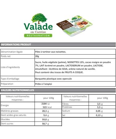 VALADE |120 barquettes de P te Tartiner | doses individuelles de 20 g - Buy Online on GoSupps.com