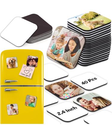 Sublimation Magnet Blanks, Personalized Sublimation Blanks Bulk with 20 PCS Larger Square Blanks, 20 PCS Fridge Magnets for Custom Refrigerator Oven Dcor Office Calendar DIY Crafts (6 x 6 cm) 40 PCS,6 x 6 CM