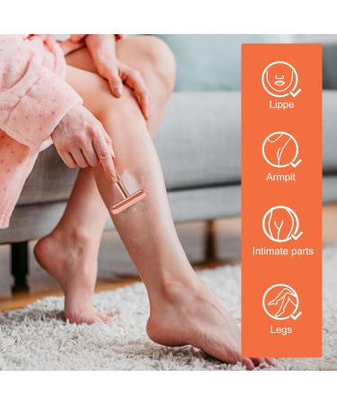 Unisex Safety Razor Set - Classic Stainless Steel Razor Plane with 5 Blades | Vintage High-Quality Wet Shaving in Rose Gold - Buy Online on GoSupps.com