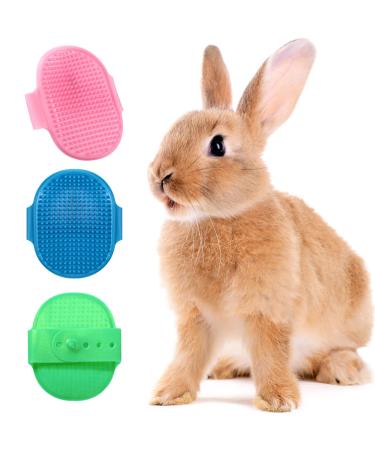 3 Pieces Bunny Grooming Brushes Pet Bath Brush Massage Combs Hand Brushes with Adjustable Hand Strap for Bunny and Guinea Pig