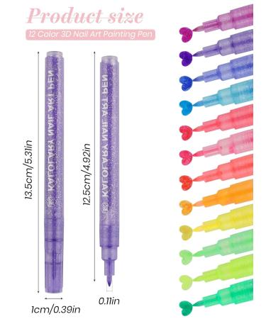 12 Colors 3D Nail Art Set - Kalolary Graffiti Pen for DIY Nail Design Painting & Manicure Tools | International Shipping - Buy Online on GoSupps.com
