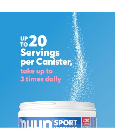 Nuun Sport Electrolyte Powder Canister - Strawberry Kiwi | Hydration Drink Mix with 5 Essential Electrolytes | Vegan Non-GMO Low Sugar | 20 Servings - Buy Online on GoSupps.com