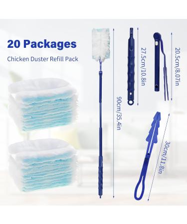 Volumoon Manual Dust Removal Set 20 Pcs Duster Removal Refill Kit with 2 Handle Strong Electrostatic Dust Removal Fluffy Duster Refills for Home Office& Car Cleaning (Blue) - Buy Online on GoSupps.com