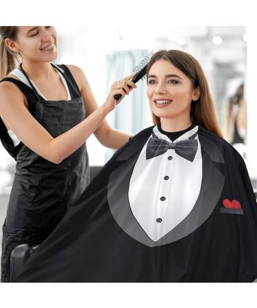 Visesunny Tuxedo Barber Cape with Bow Tie Anti-Static Water-Resistant Hair Cutting & Shaving Bib for Professionals | Adjustable Snap Closure | International Shipping - Buy Online on GoSupps.com