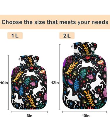 Naanle Unicorn Flowers Heat Bottle - 1L Transparent Hot Water Bottle for Warm & Cold Therapy | Ideal for Pain Relief & Cozy Comfort - Buy Online on GoSupps.com