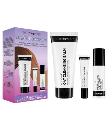 The INKEY List Makeup Prep 101 Kit | Makeup Prep Starter Kit | Oat Cleansing Balm | Polyglutamic Acid Serum | Caffeine Eye Cream | Suitable for All Ages