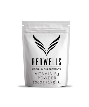Vitamin B3 Powder Nicotinamide REDWELLS Non Flush Powder - 1kg Pack 1000g - 1kg