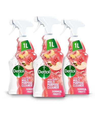 Dettol Antibacterial Multipurpose Cleaning Spray Summer Fruits Fragrance Multipack 1L x 3 Summer Fruits Spray 1L x 3