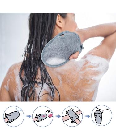 2 pcs Exfoliating Gloves for Bath Shower - Body Scrub Mitts for Exfoliating Arms, Legs, and Face - Grey - Buy Online on GoSupps.com