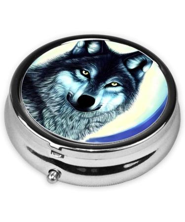 Wolf Under Moon Round Pill Box | 3 Compartment Portable Travel Organizer for Purse or Pocket - Ideal for International Shipping - Buy Online on GoSupps.com