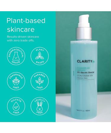 ClarityRx 10% Glycolic Acid Facial Cleanser - Plant Based Exfoliating Face Wash | 6 oz - Buy Online on GoSupps.com