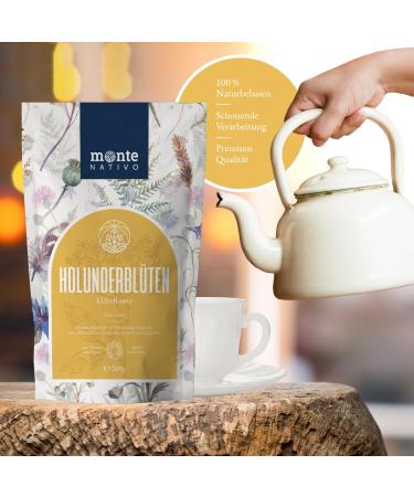 Elderbl te Tea Monte Nativo (200g) - 100% Pure Dried Elderflower Herbal Tea - Perfect for Gifting or Enjoying Anytime - Buy Online on GoSupps.com