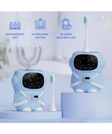Buy Sensory 360 U-Shaped Astronaut Toothbrush for Kids 2-7 | Electric Kids Toothbrush with Memory Function & 5 Modes - Travel Essentials (Blue - Buy Online on GoSupps.com